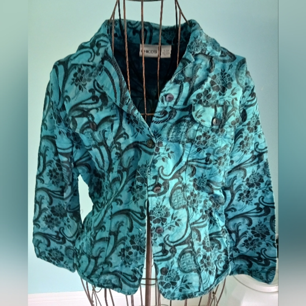 Chico's Blue Blazer with Abstract Print